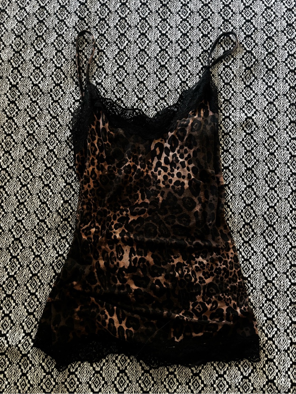 Leopard Print Lace-Trim Chemise